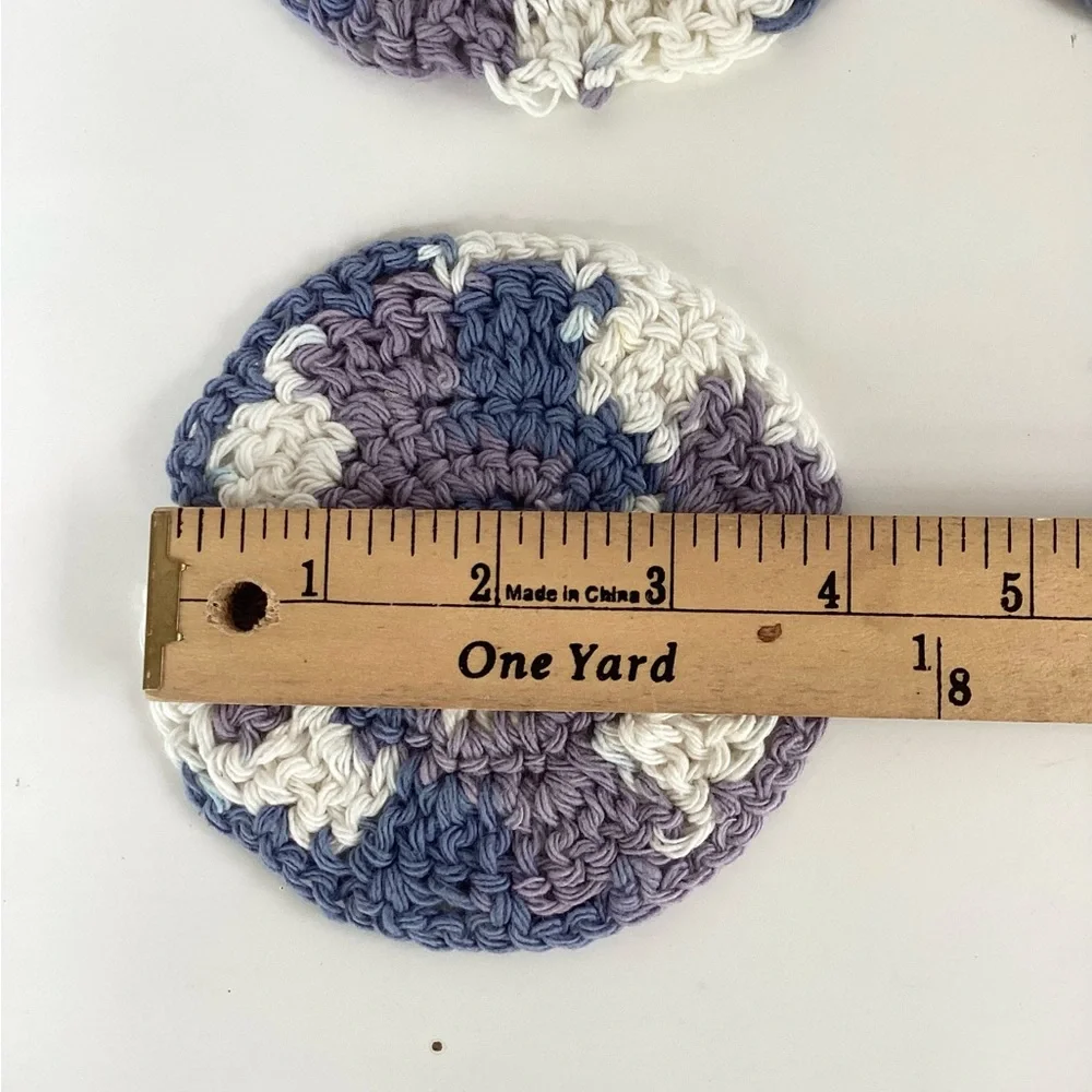 Coaster Set Hand Crafted Purple White Cotton Crochet Bar Cart Essentials